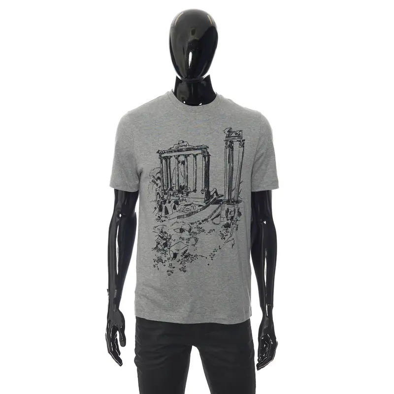 Crewneck Tshirt In Grey Printed Cotton Jersey