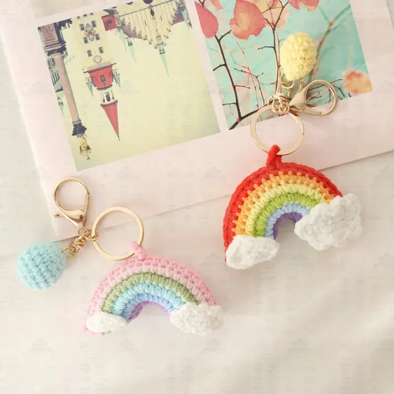 Crochet Rainbow Keychain (2 Designs)