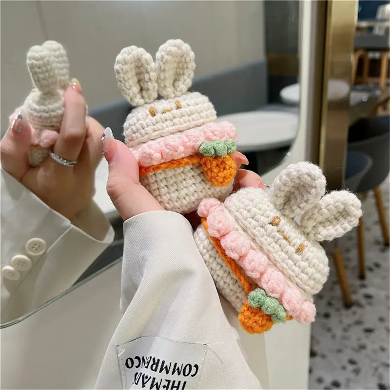 Crochet Ruffle Collar Bunny AirPods Case Cover