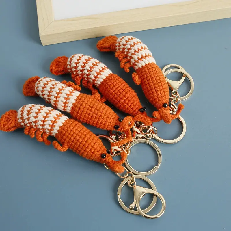 Crochet Shrimp Keychain