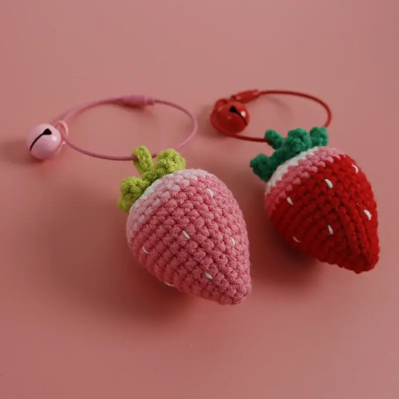 Crochet Strawberry Keyring (2 Colours)