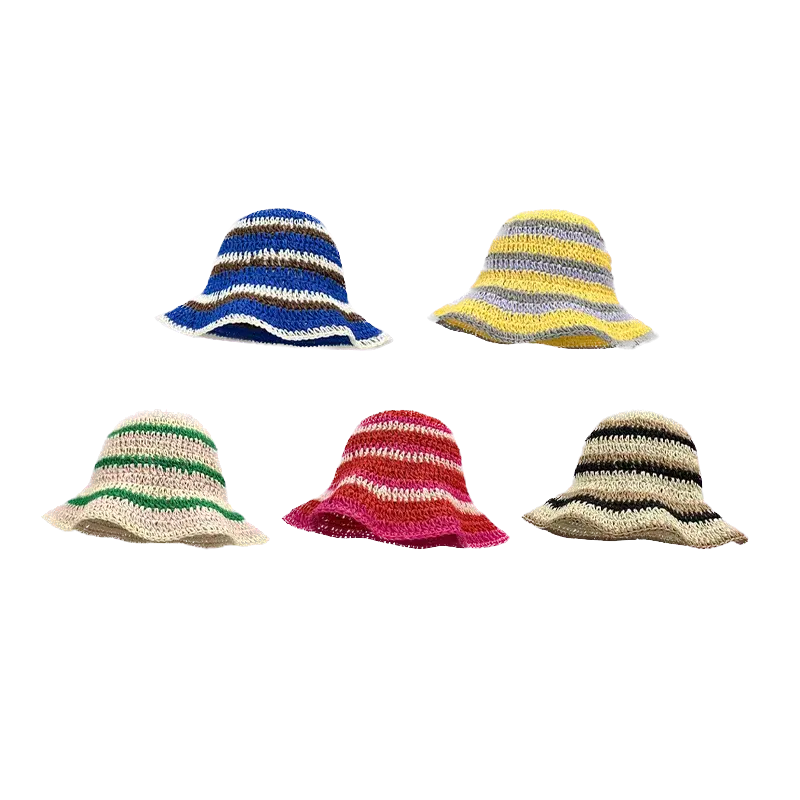 Crochet Stripe Bucket Hat (5 Colours)