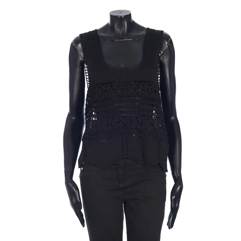 Crochet Tank Top In Black Viscose
