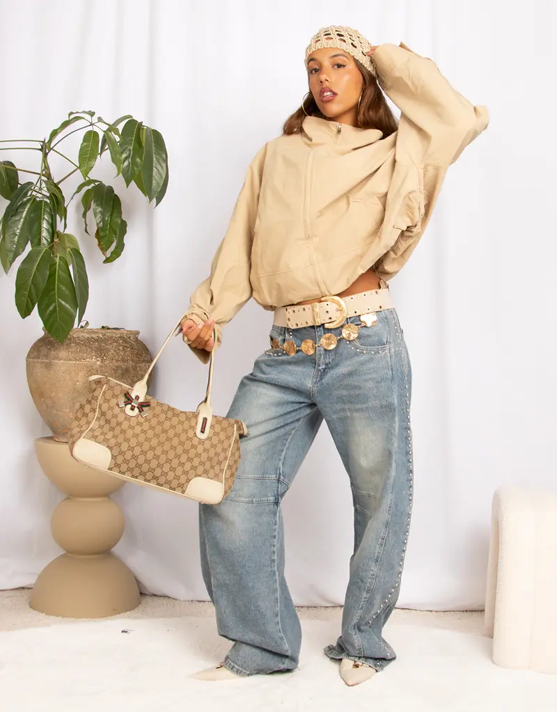 Cropped oversized bomber jacket