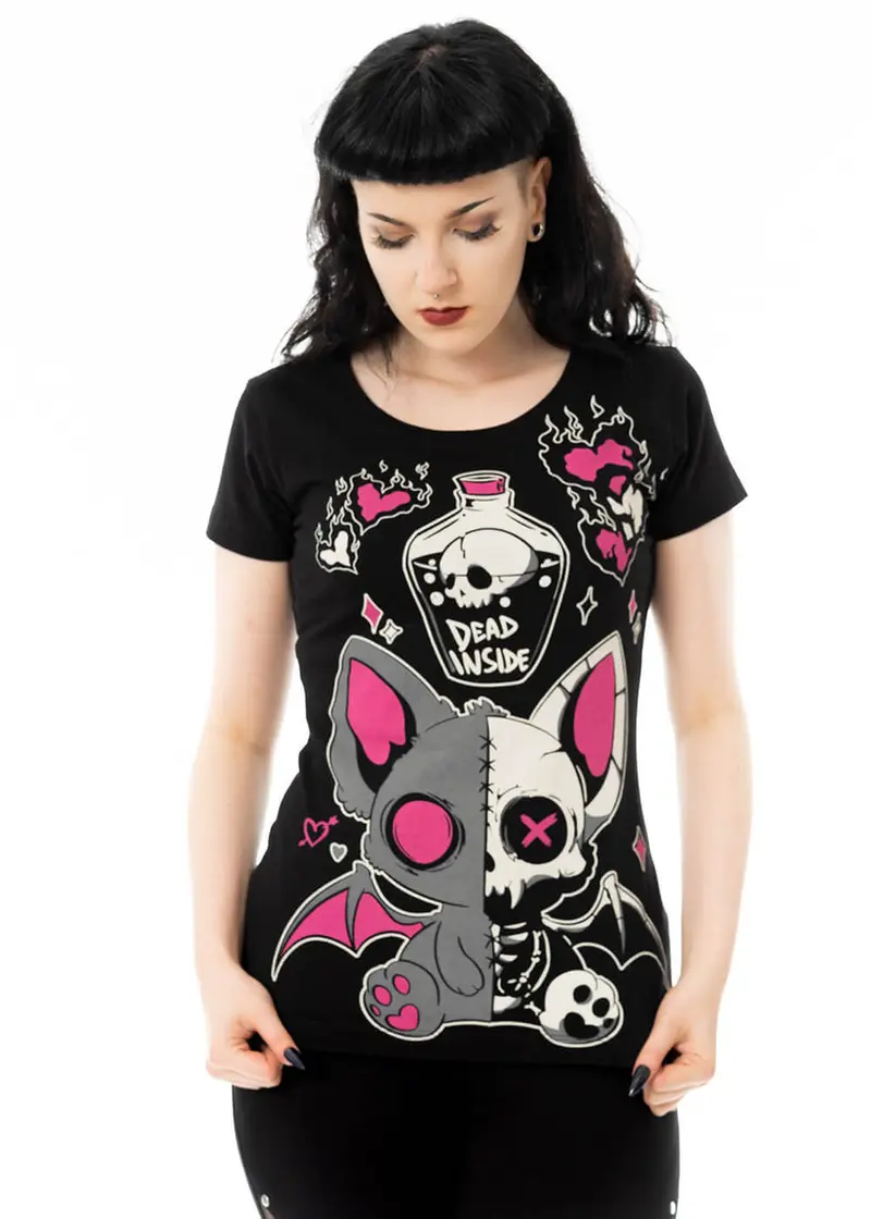 Cupcake Cult Bat Potion Girly T-Shirt Black