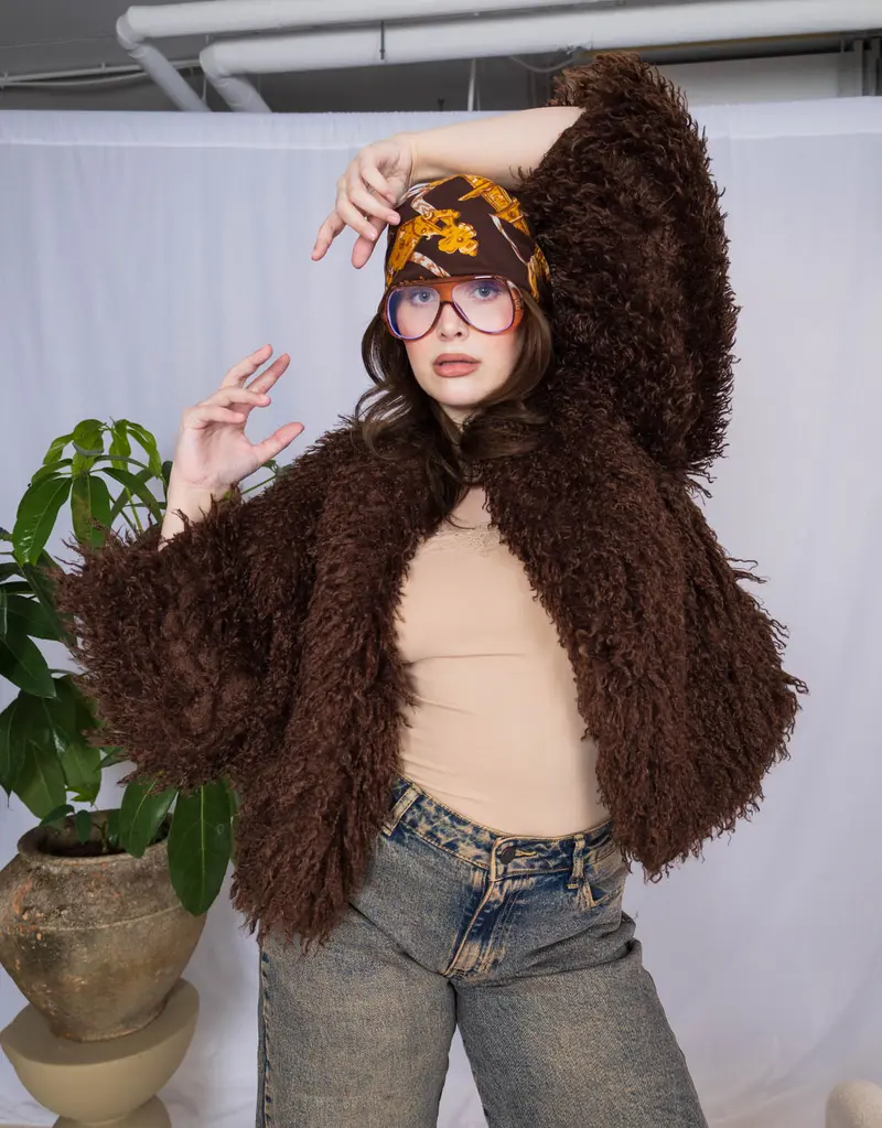 Curly faux furry jacket