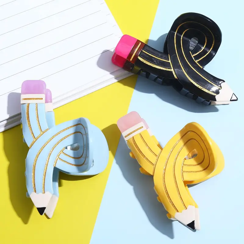 Curvy Pencil Glossy Acrylic Hair Claw Clip (3 Designs)