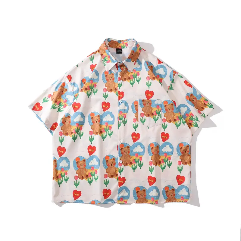 Cute Teddy Bear Short Sleeved Blouse