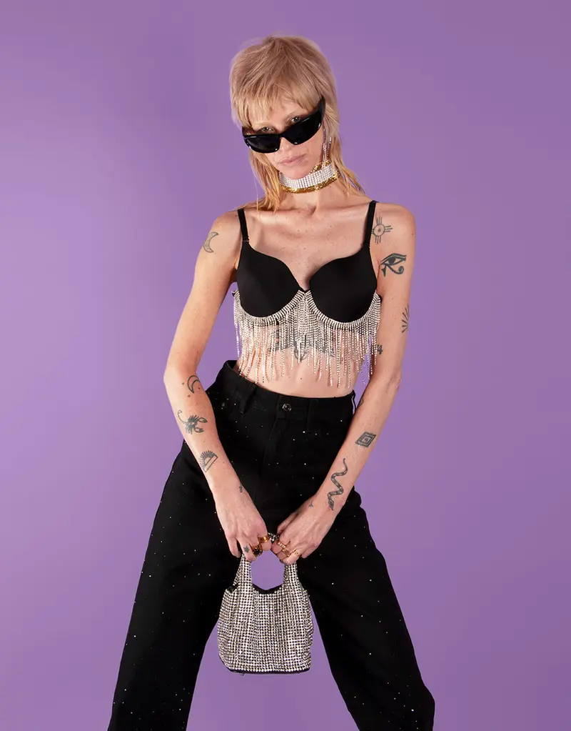 Dangling strass bralette top