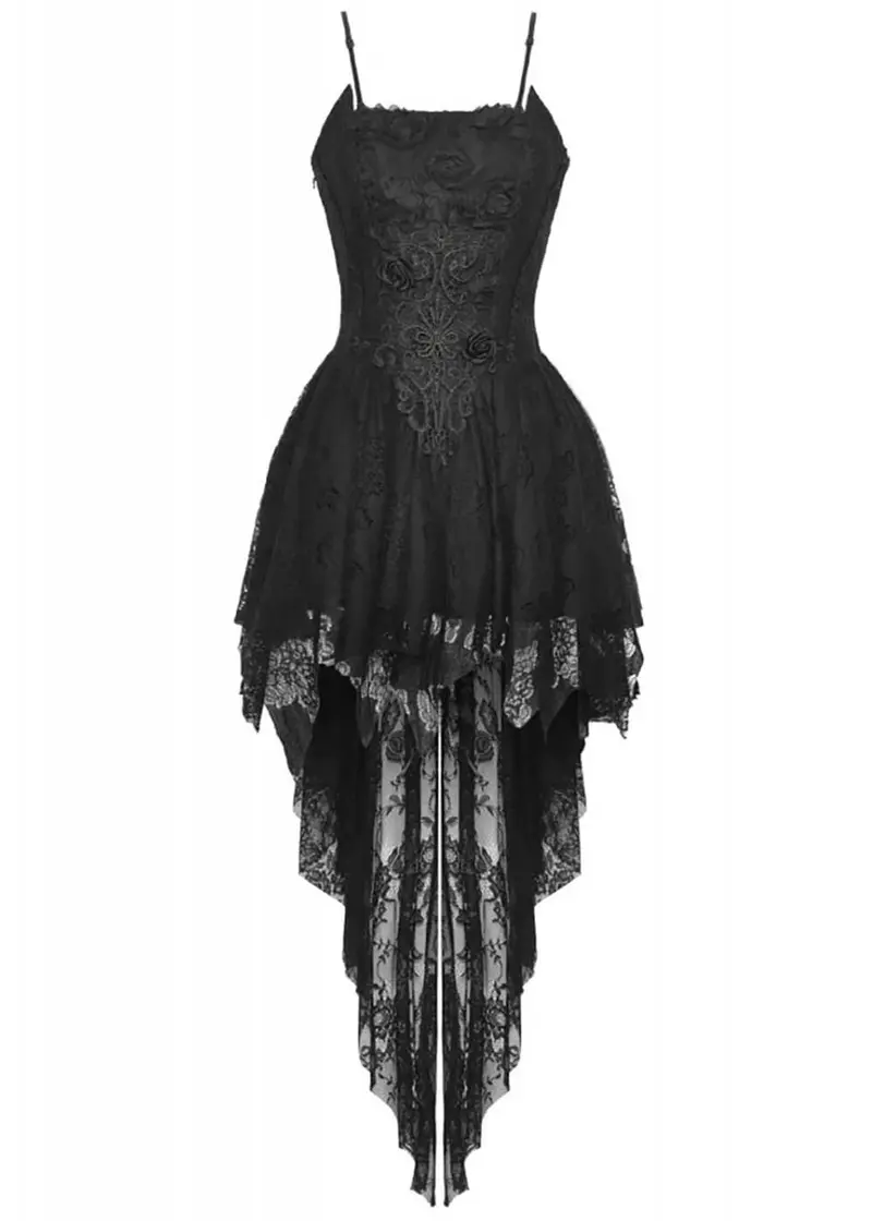 Dark In Love Black Rose Dress in Black