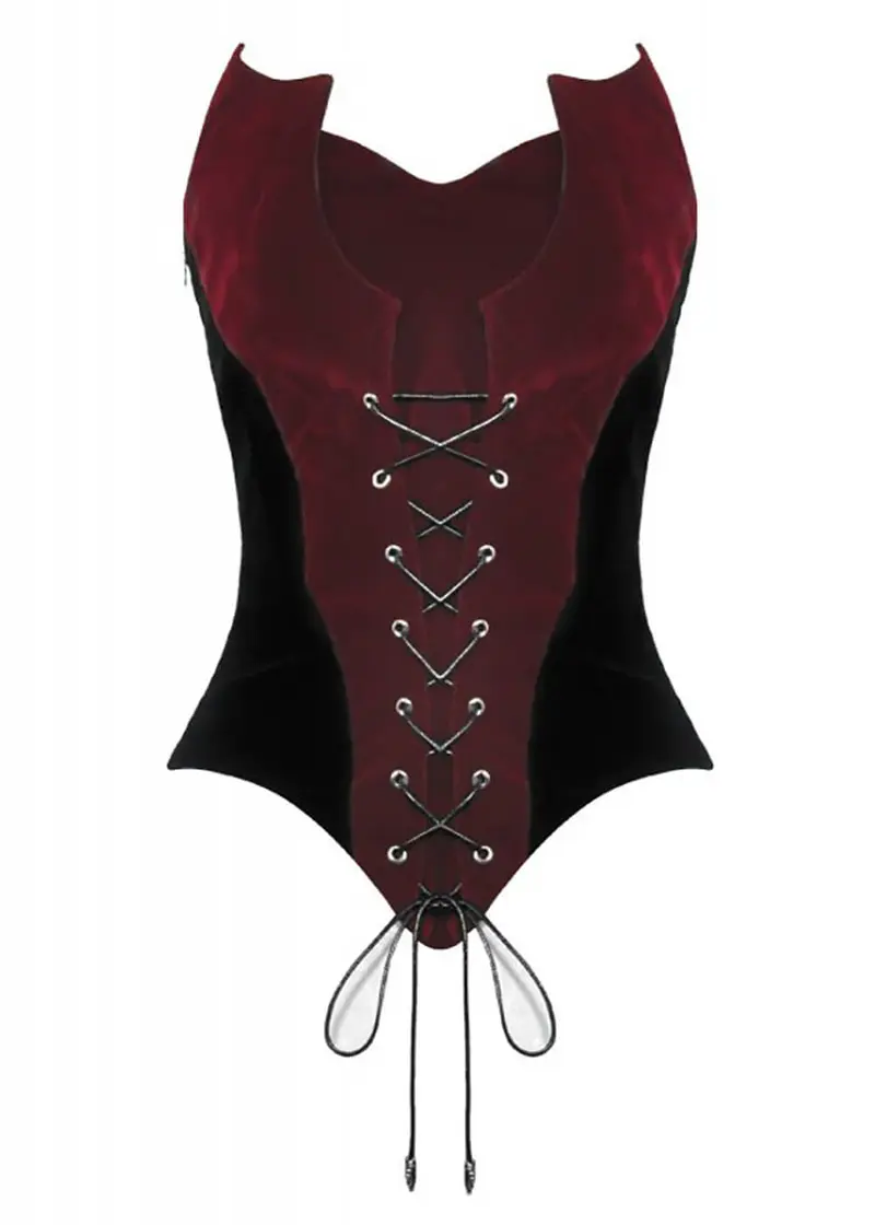 Dark In Love Nemesis Corset Top in Red Black