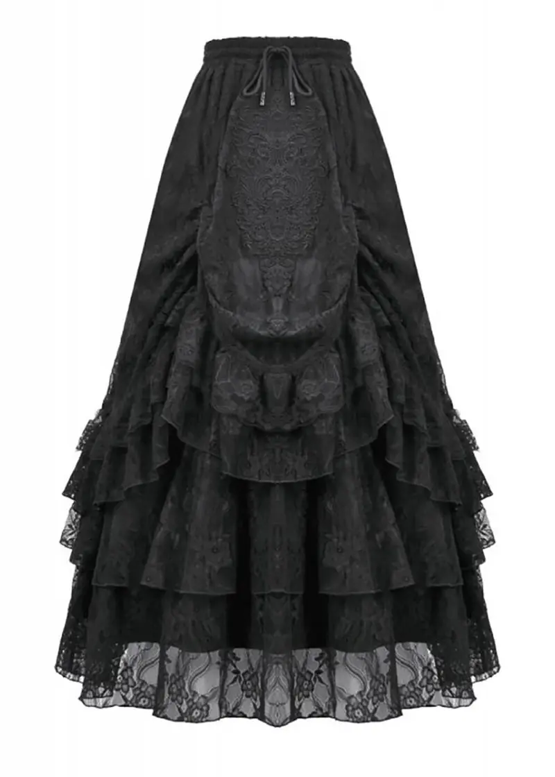 Dark In Love Royal Garden Lace Maxi Skirt Black