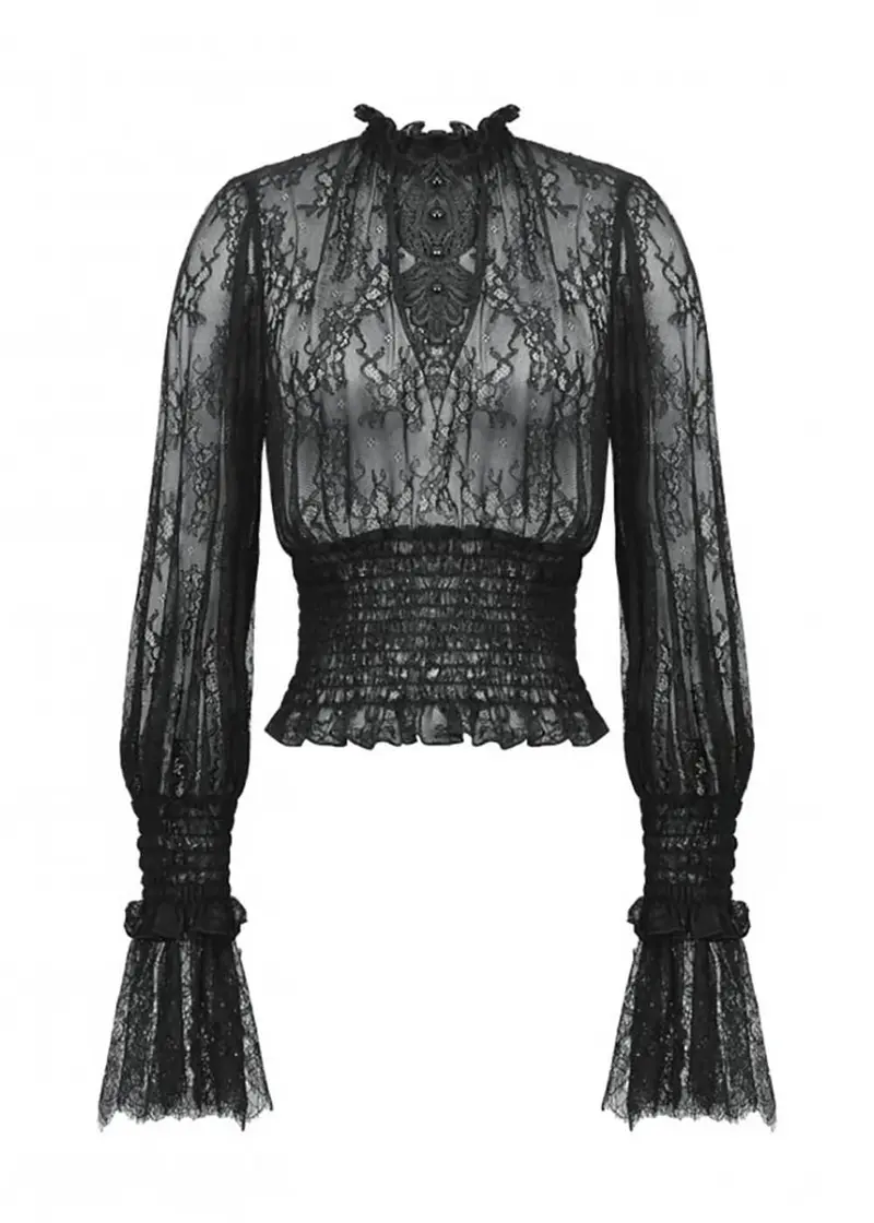 Dark In Love Victorian Lace Top Black