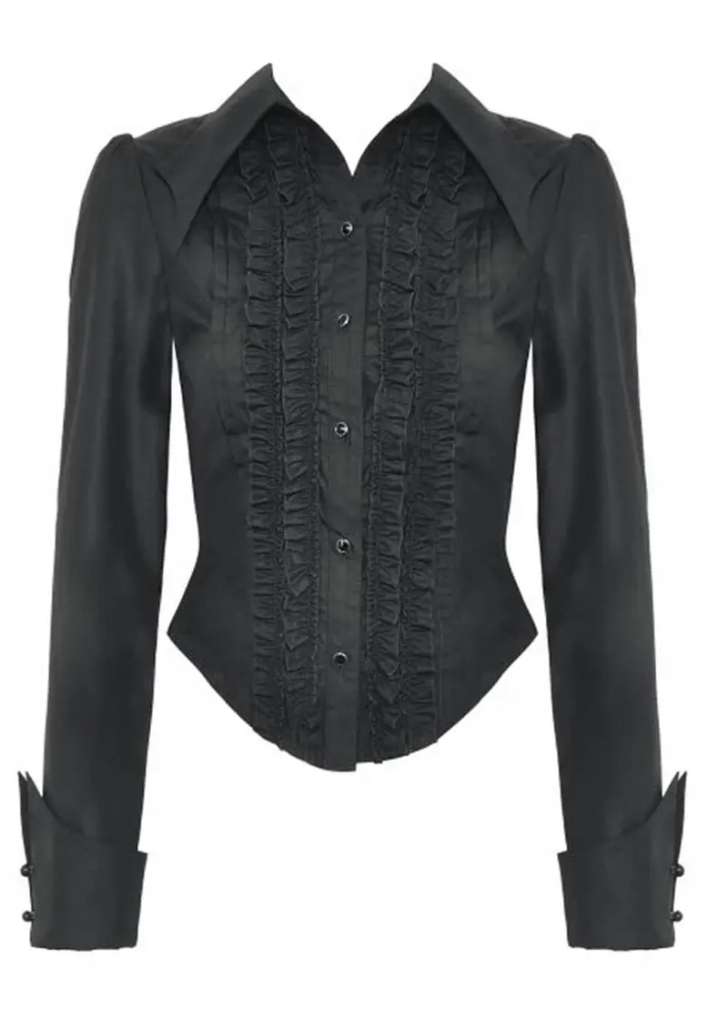 Dark In Love Victorian Ruffles Blouse Black