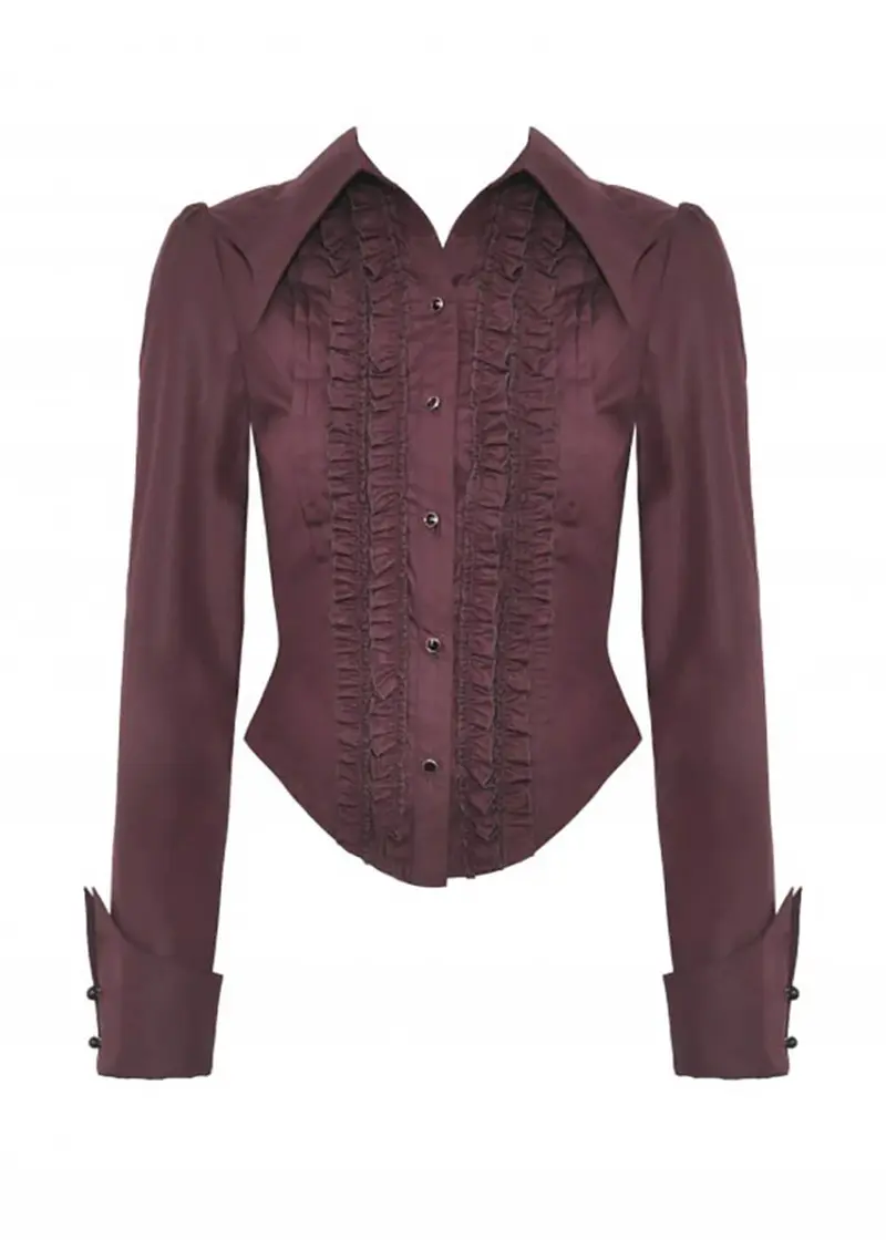 Dark In Love Victorian Ruffles Blouse Red