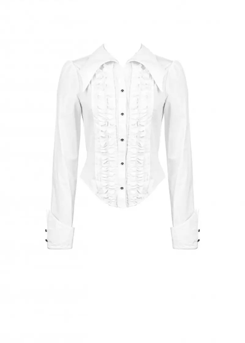 Dark In Love Victorian Ruffles Blouse White