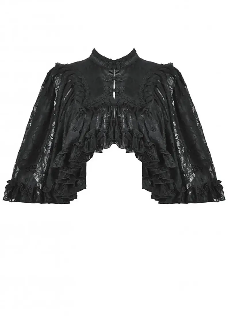 Dark In Love Vintage Lace Cape Black