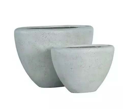 Dashima Cream GRC Pot High Oval Set Of 2 PTMD