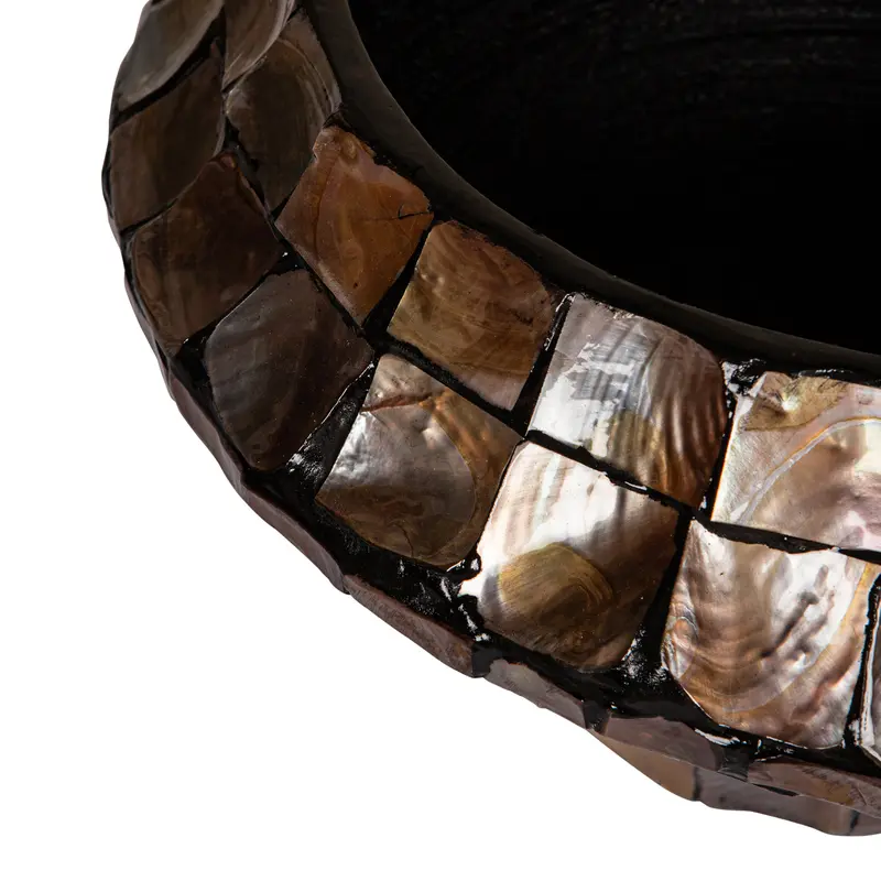Daven Bronze Poly Shell Bamboo Pot Round Low S 41x41x20cm PTMD
