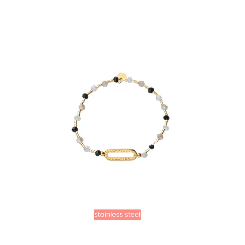 Day&Eve by Go Dutch Label Armband (Sieraad) Elastisch Ovaal Gehamerd Kralen