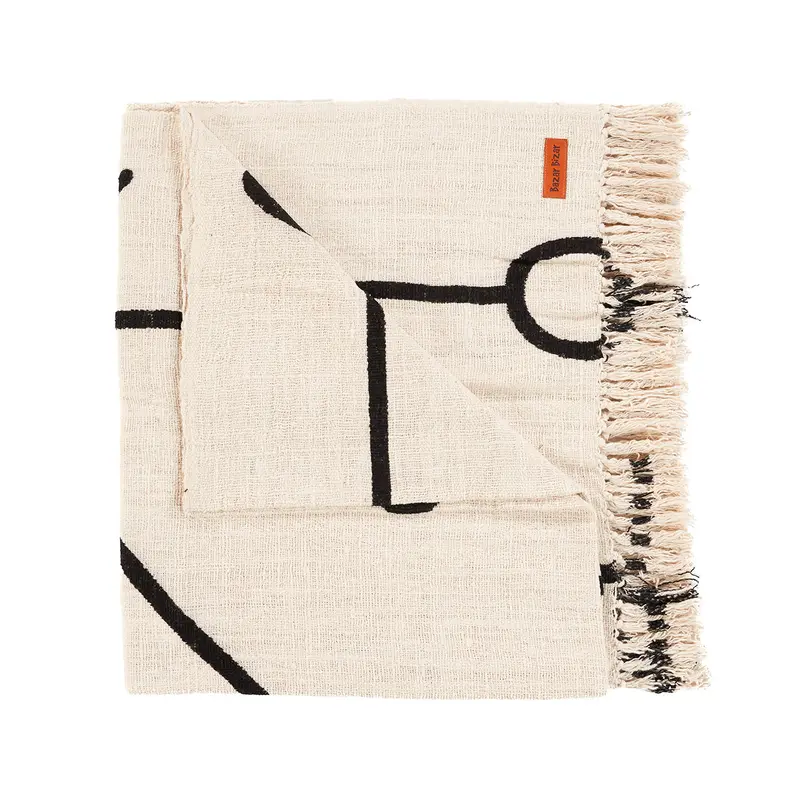 De Evil Eye Bedsprei - Naturel Zwart Bazar Bizar