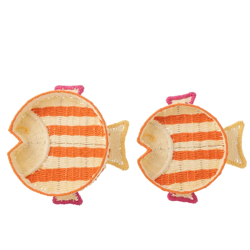 Decoratief Plateau Vis Gestreept Papier Multi Set van 2 J-Line