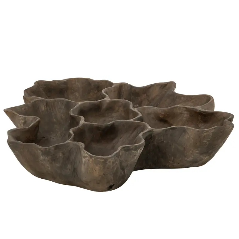 Decoratieschaal Ella Onregelmatig Teakhout Donkerbruin J-Line