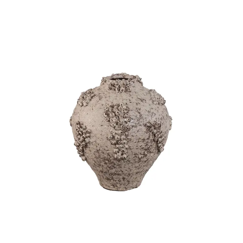 Deisy Beige Ceramic Jar Shaped Vase Rough Coral M PTMD