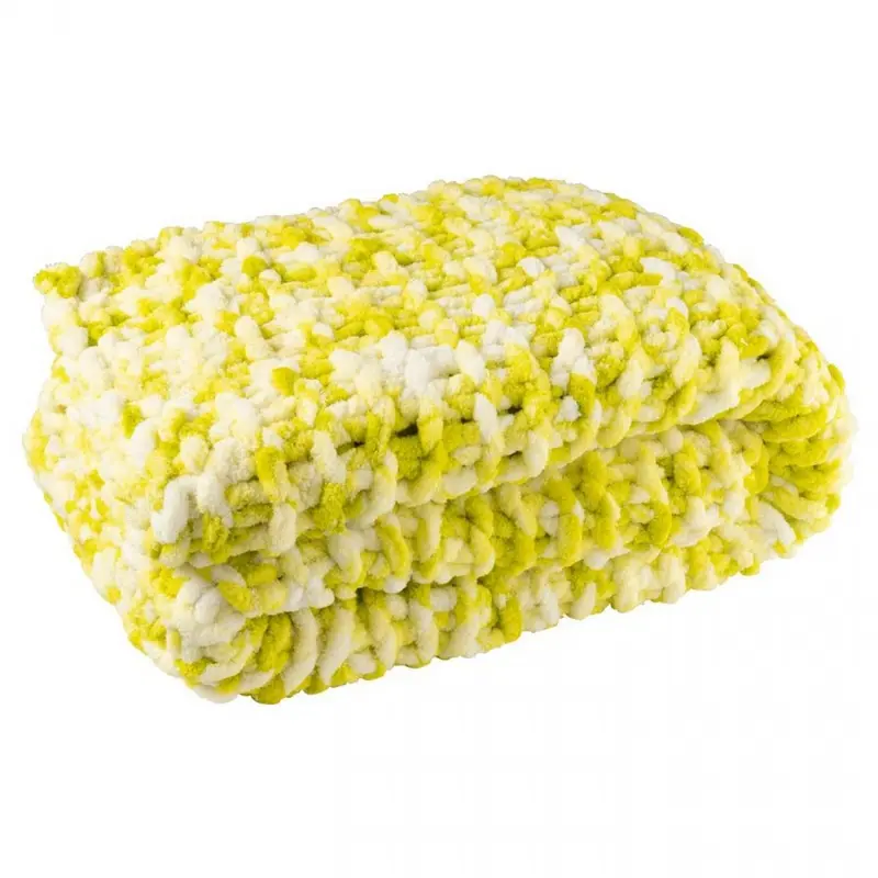 Deken Gebreeën Polyester Groen/Wit J-Line