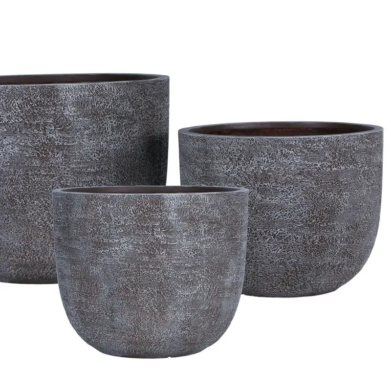Delsey Brown GRC Structure Pot Big Set Of 3 PTMD