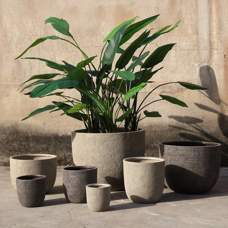 Delsey Sand GRC Structure Pot Big Set Of 3 PTMD