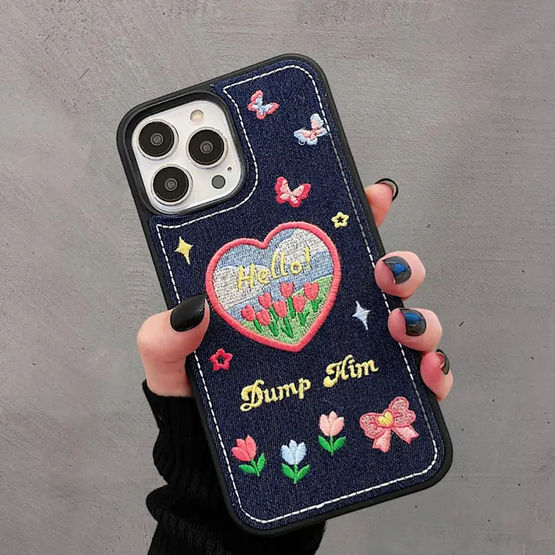 Denim Embroidery iPhone Case (2 Designs)