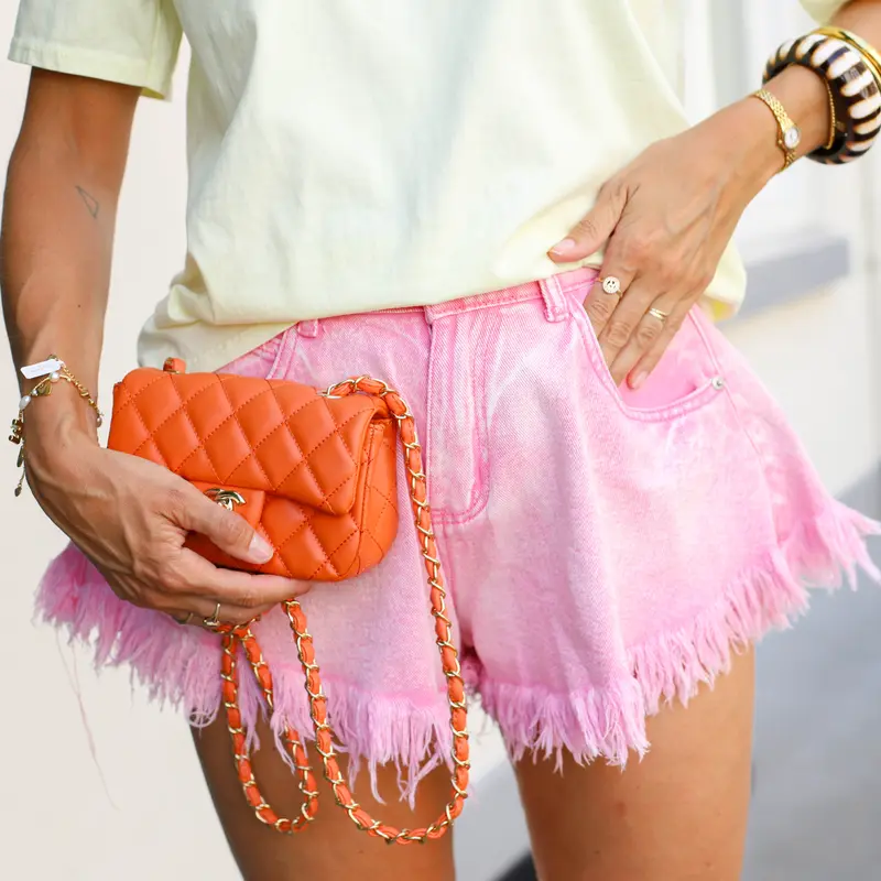 Denim shorts roze