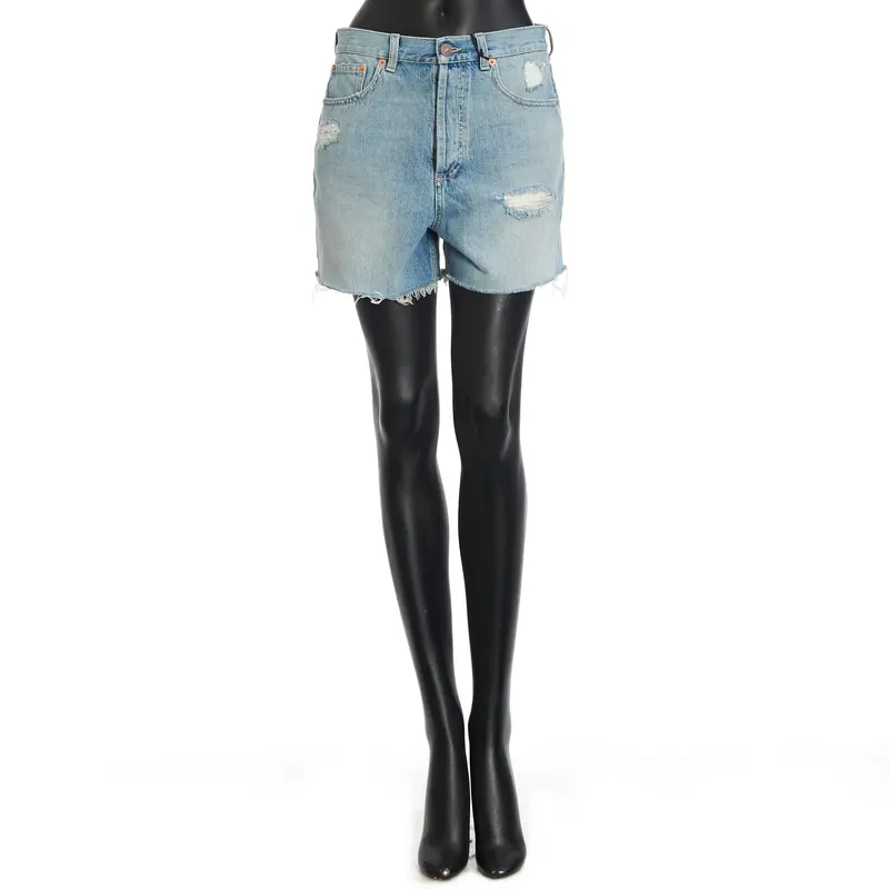Denim Shorts With Logo In Blue Cotton