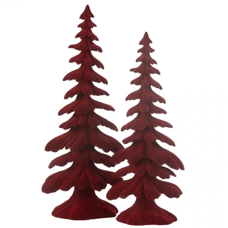 Denneboom Velours Resine Rood Set van 2 J-Line