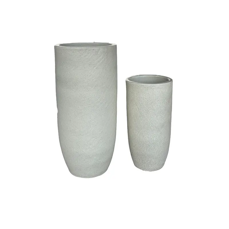 Dezzel White Glazed Round Ceramic Pot High Set van 2 PTMD