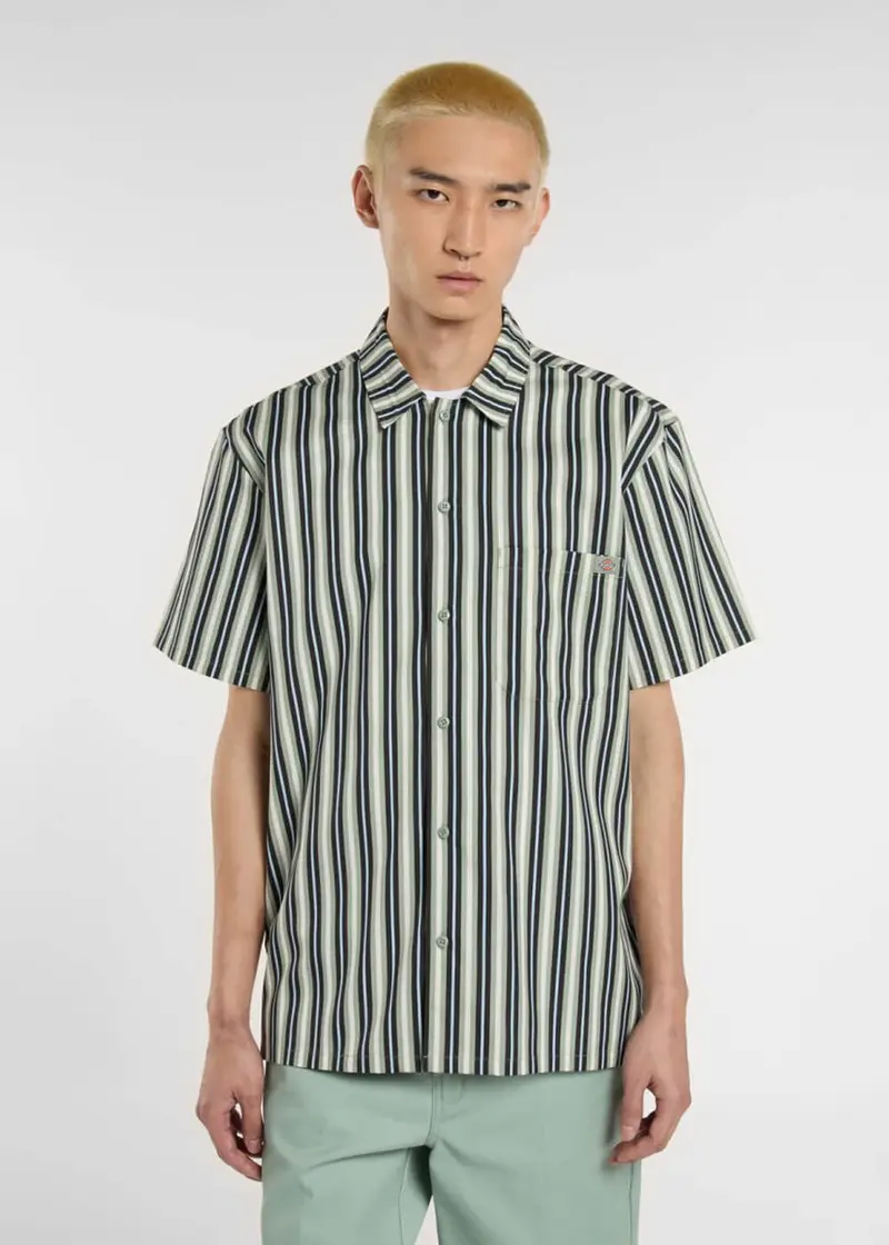 Dickies Men's Multi Stripe Shirt Iceberg Green