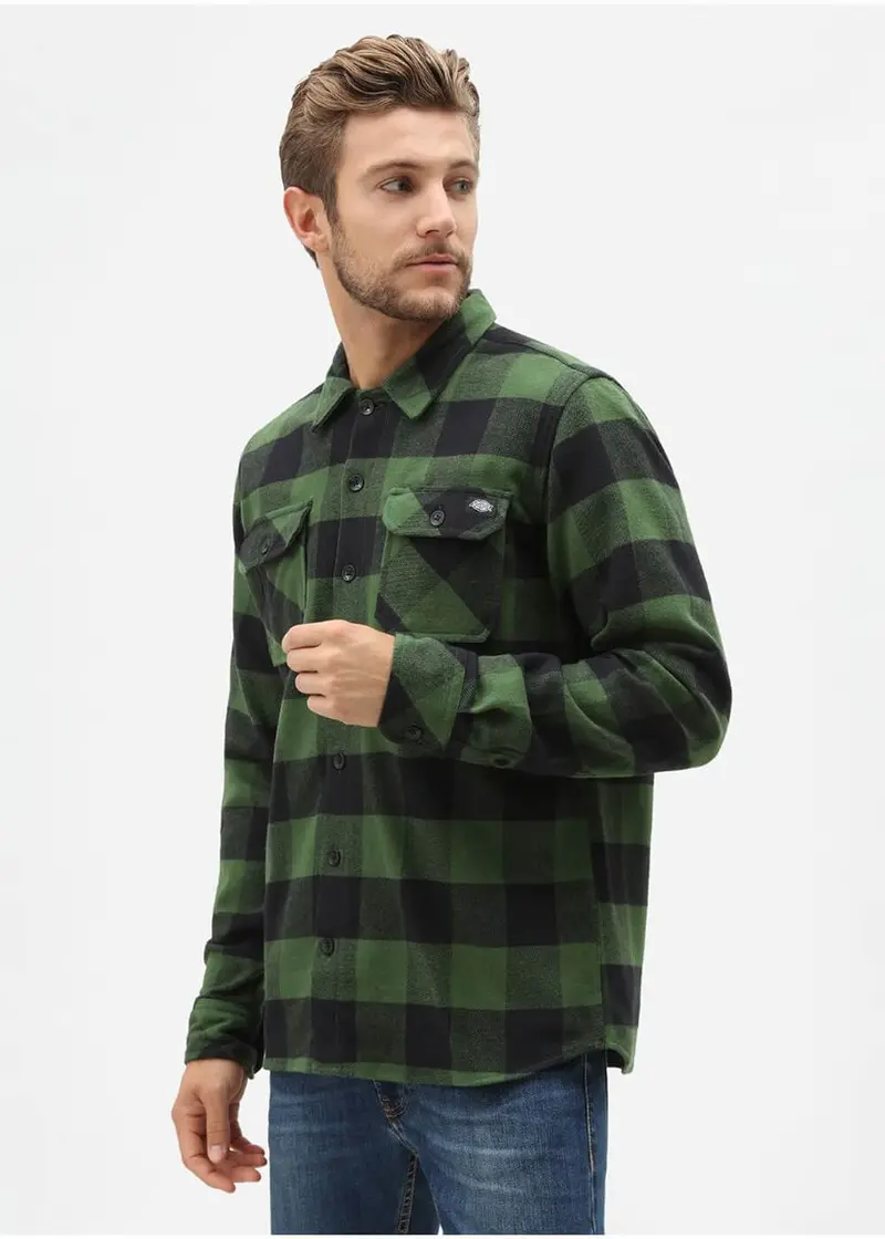 Dickies Men's Sacramento Flannel Shirt Boom Green