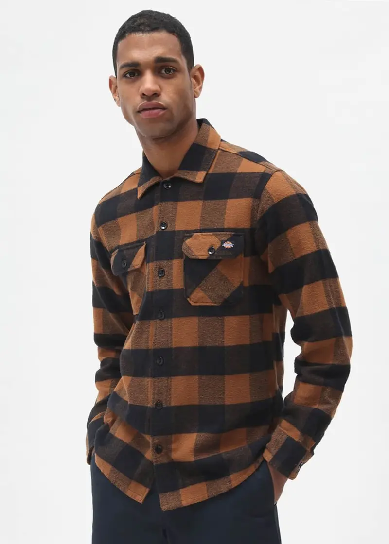 Dickies Mens Sacramento Flannel Shirt Brown