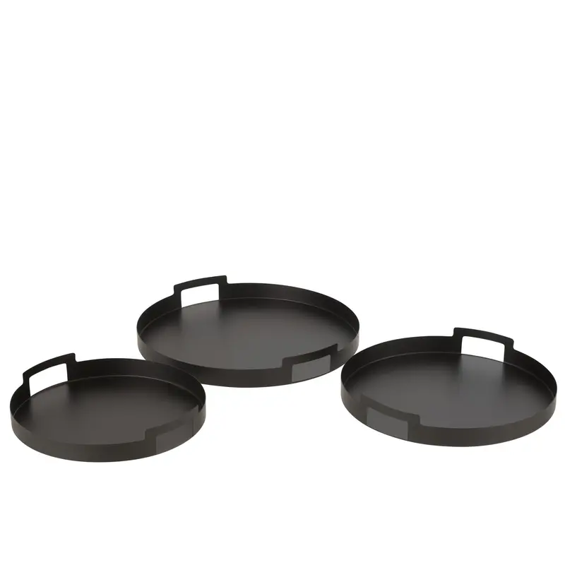 Dienblad Rond Metaal Zwart Set van 3 J-Line