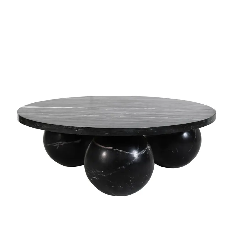 Diro Zwart Marmeren Salontafel Rond met Bolpoten PTMD
