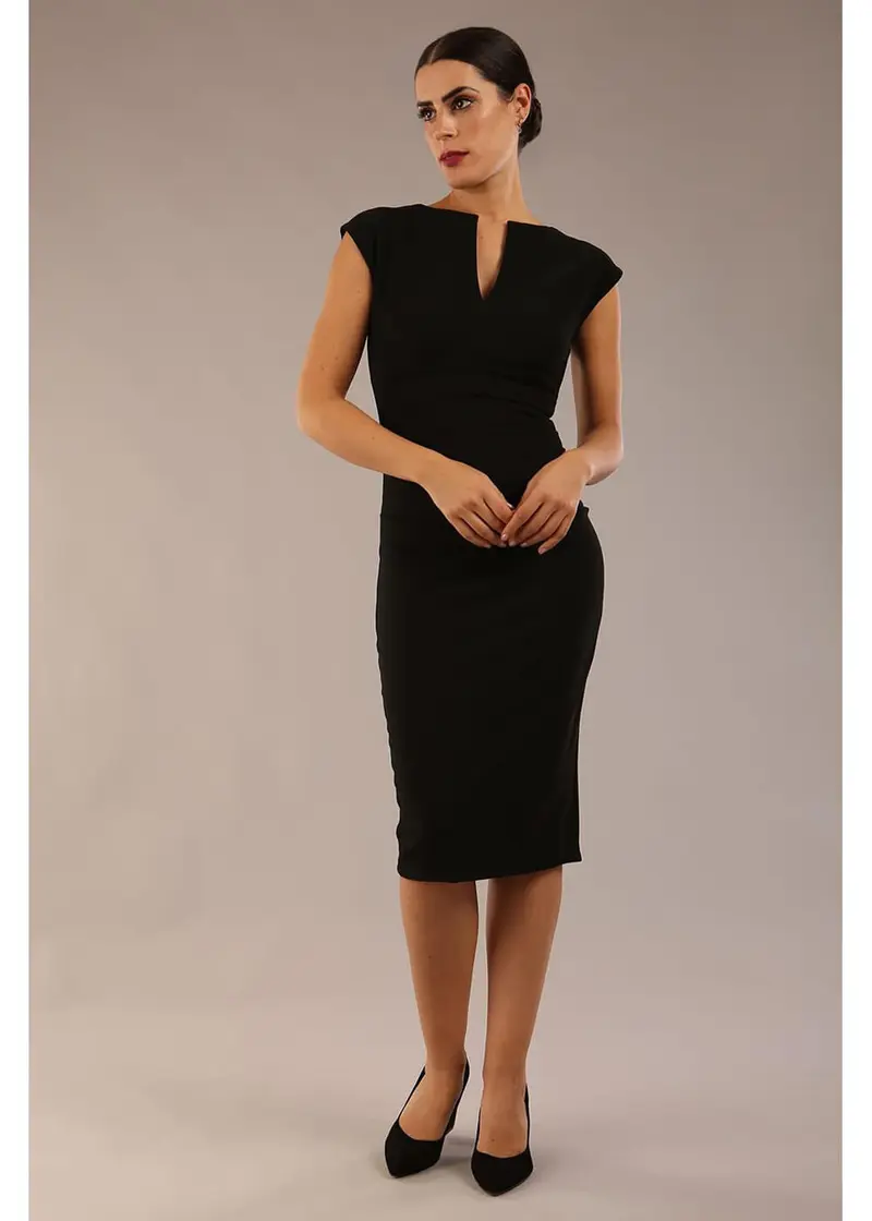 Diva Catwalk Lydia Sleeveless 50's Pencil Dress Black