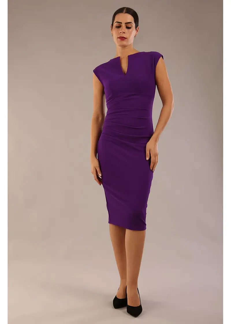Diva Catwalk Lydia Sleeveless 50's Pencil Dress Passion Purple