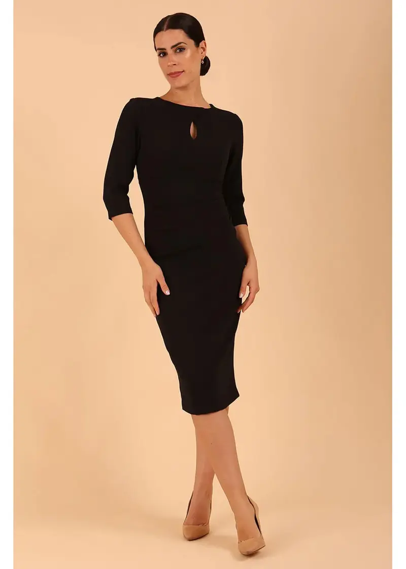 Diva Catwalk Ubrique Keyhole 50s Pencil Dress Black