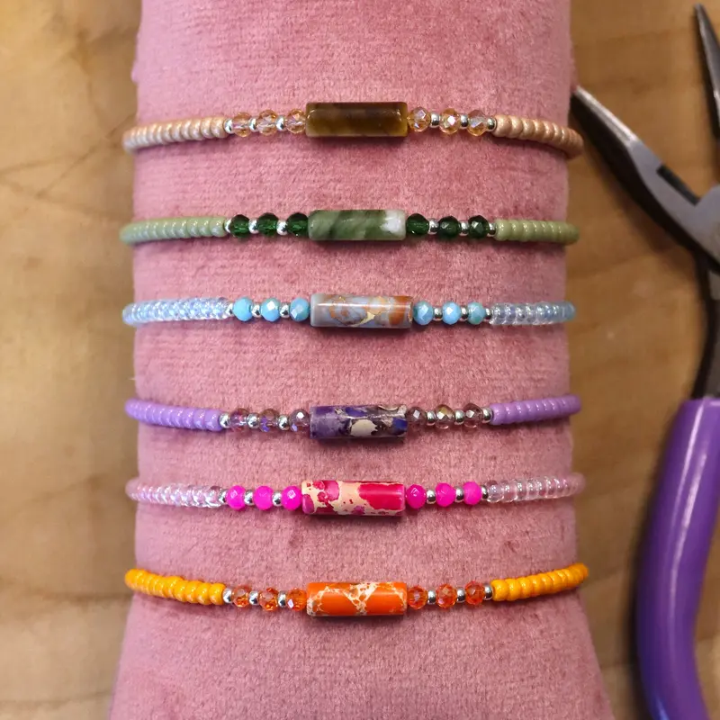 DIY pakket - edelsteen armband met facetkralen zilver