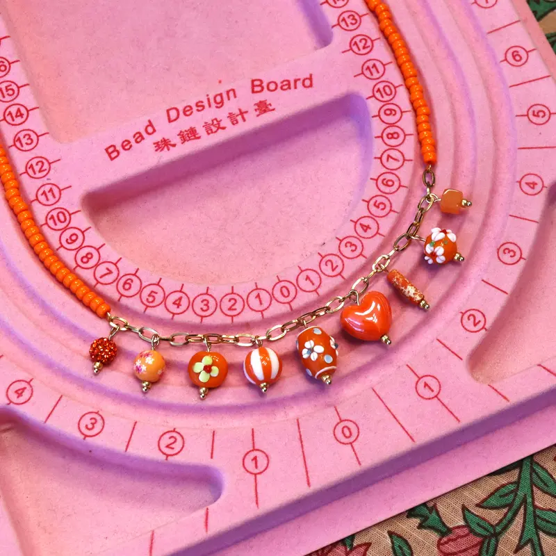 DIY pakket - Oranje ketting met glaskralen