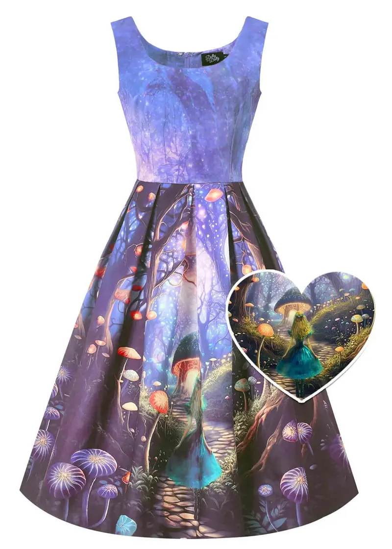 Dolly & Dotty Amanda Alice in Wonderland Swing Dress Navy