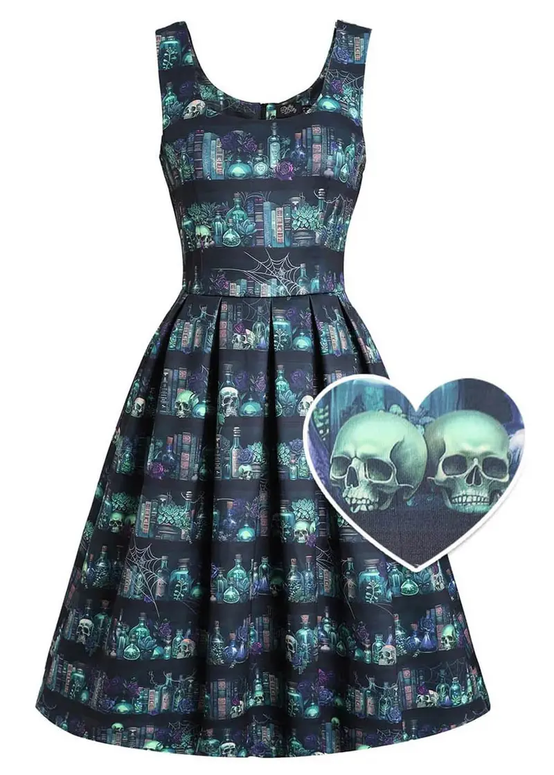 Dolly & Dotty Amanda Black Magic Celebration 50s Swing Dress in Black