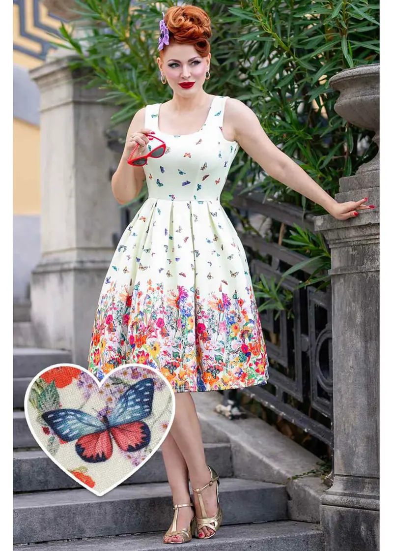 Dolly & Dotty Amanda Butterfly 50's Swing Dress Yellow
