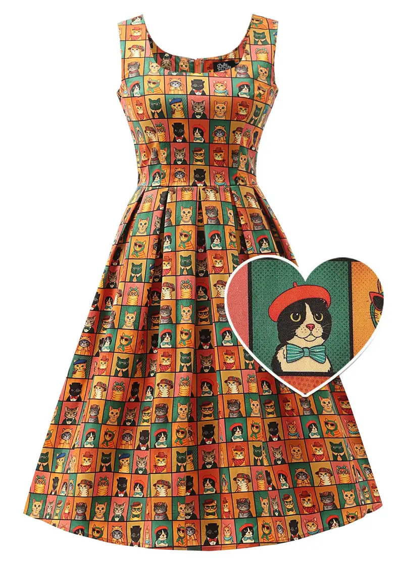 Dolly & Dotty Amanda Top Cat 50s Swing Dress